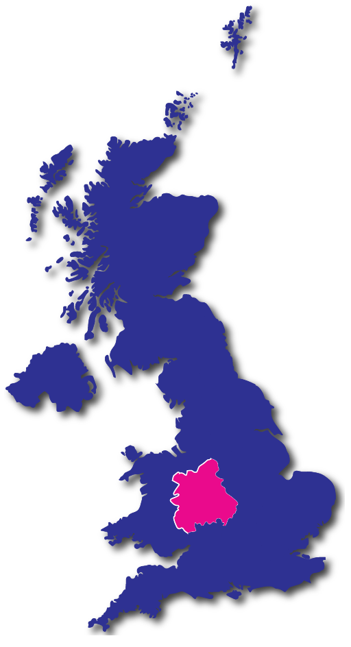 Map of UK showing areas covered by J and K Cleaning